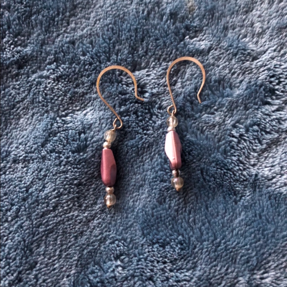 Handmade Purple Dangly Earrings